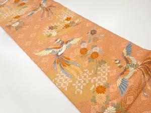 菊・紅葉・鳳凰模様織出し袋帯